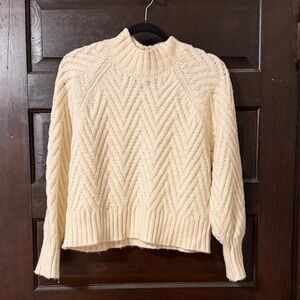 Sincerely Jules Cream Chevron Knit Turtleneck Sweater